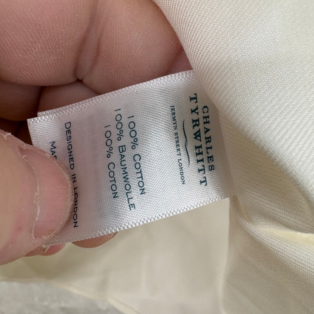 Charles Tyrwhitt Dress Shirt Mens 18/37 Slim Fit Non-Iron Cream Long Sleeve - Picture 3 of 7